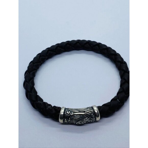 David Yurman Leather 925 Silver Waves Bracelet - Picture 1 of 7
